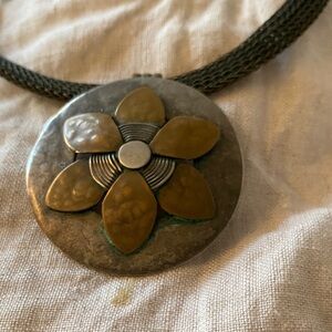 Women’s mixed metal Baer SF  vintage Pendant Necklace - Petal Design